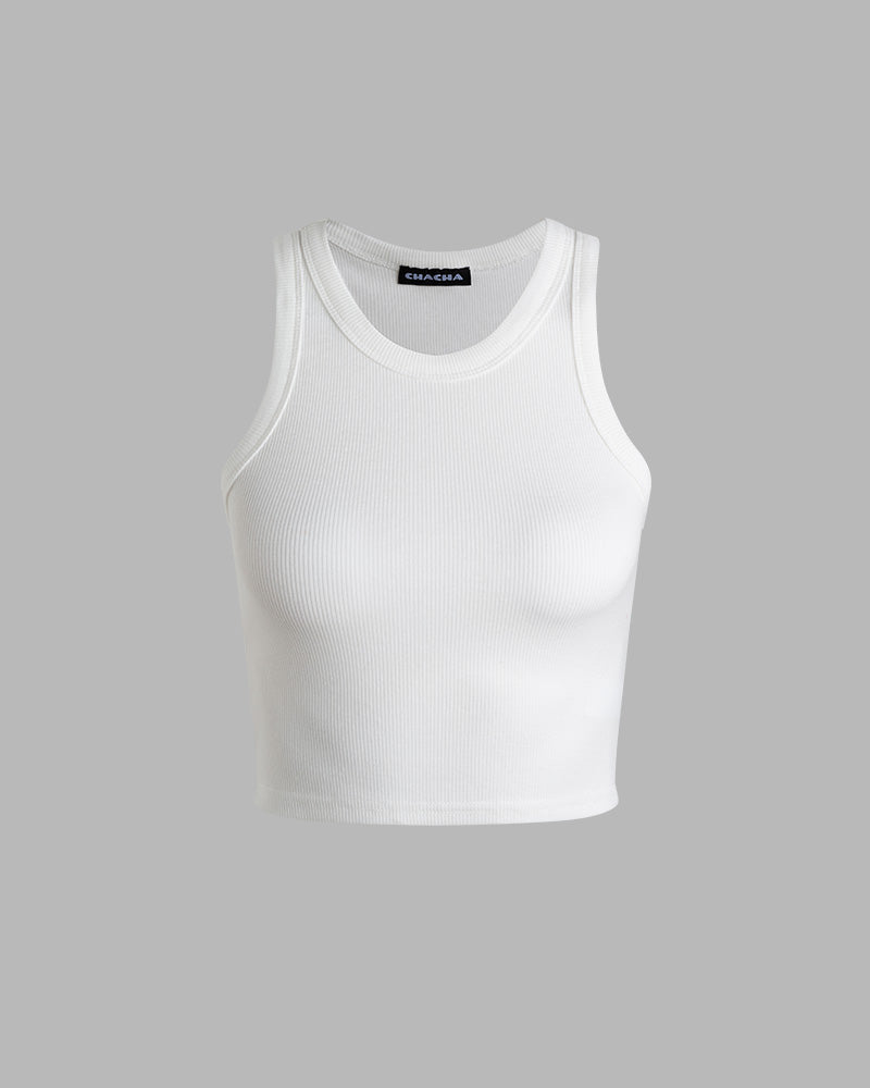 Ribbed Cropped Sleeveless Tank Top