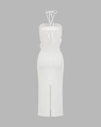 Long-Sleeve Maxi Dress with a Halter Neck