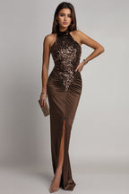 Sequined Velvet Bodycon Midi Dress