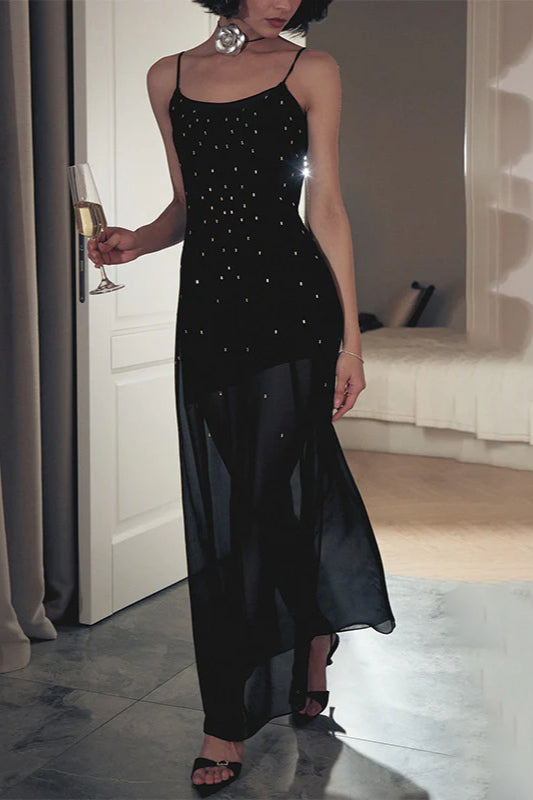 Strappy Mesh Long Dress