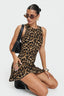 Leopard-Print Fitted Strappy Dress