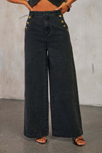 Wide-Leg Denim Cropped Top & Pants Set