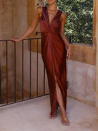 Open-Back Sleeveless Dress with a Plunging V-Neck