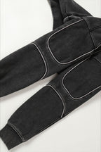 Oversized Washed Hoodie with Panel Seams