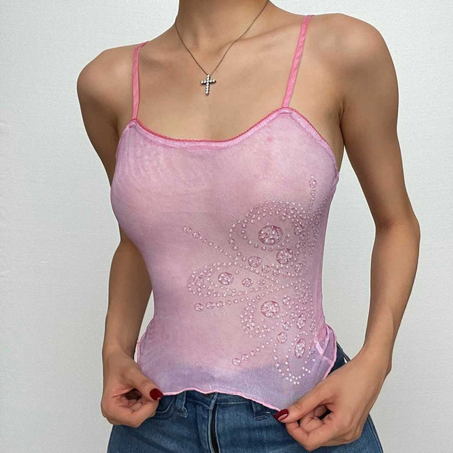 Strappy Cropped Sheer Cami Top with a Scoop Neck Main image