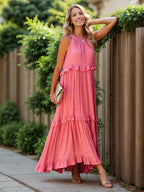 Tiered High-Low Maxi Dress with Ruffle Details