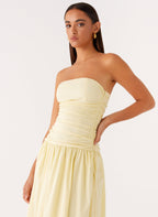 Flared Ruched Dress with Zip Details