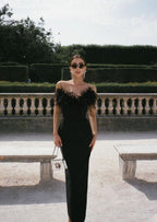 Dress with Feather Details