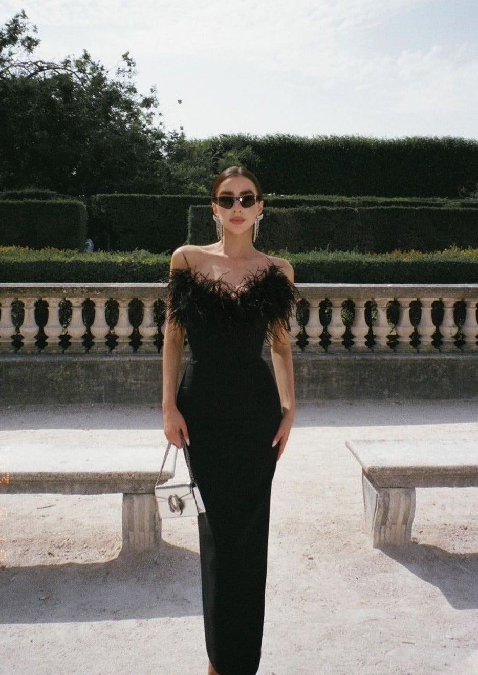 Dress with Feather Details