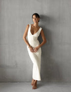 V-Neck Flared Dress with Ruched Details