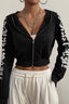 Printed Hoodie with Zip Details