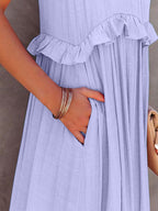 Tiered High-Low Maxi Dress with Ruffle Details