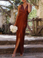 Open-Back Sleeveless Dress with a Plunging V-Neck