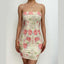 Floral Strapless Contrast-Detail Dress with an Open Back
