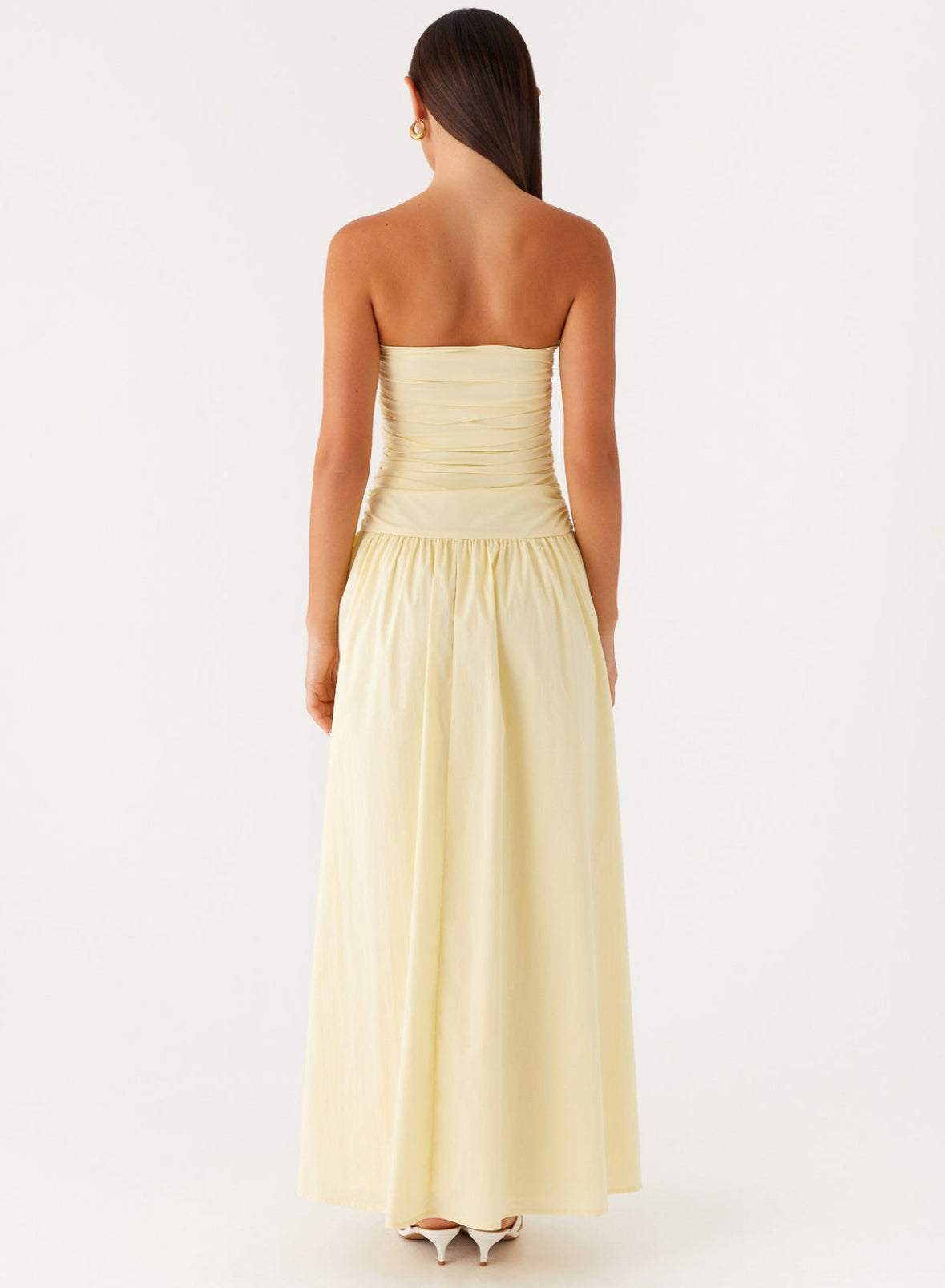 Flared Ruched Dress with Zip Details