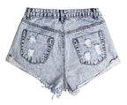 White Denim Pocket-Detail Shorts