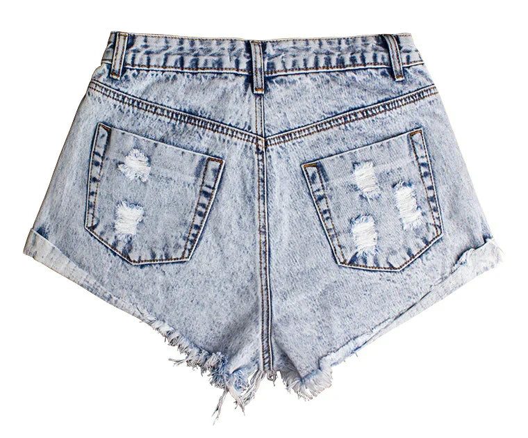 White Denim Pocket-Detail Shorts