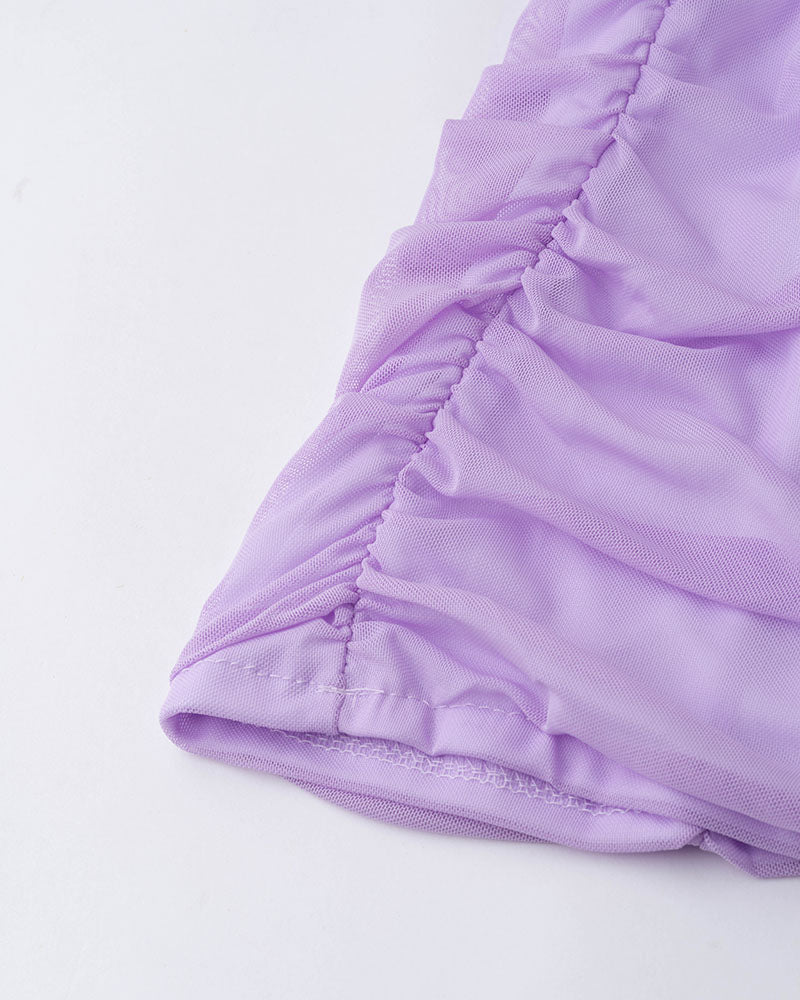 Mesh Dress with Ruched Details
