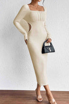 Square-Neck Knit Cutout Dress