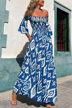 A-Line Smocked Dress with an Off-Shoulder Neck