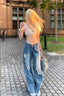 Wide-Leg Relaxed-Fit Distressed Jeans