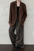 Waffle-Texture Oversized Blazer