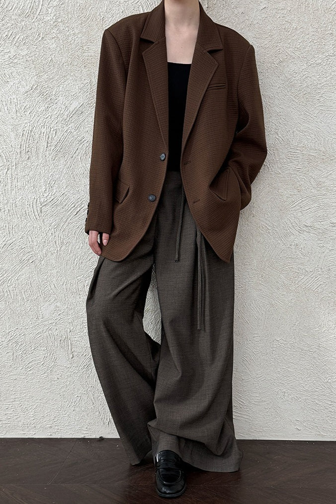 Waffle-Texture Oversized Blazer