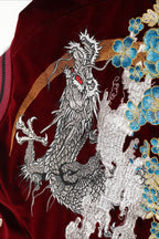 Satin Bomber Jacket with Dragon Embroidery