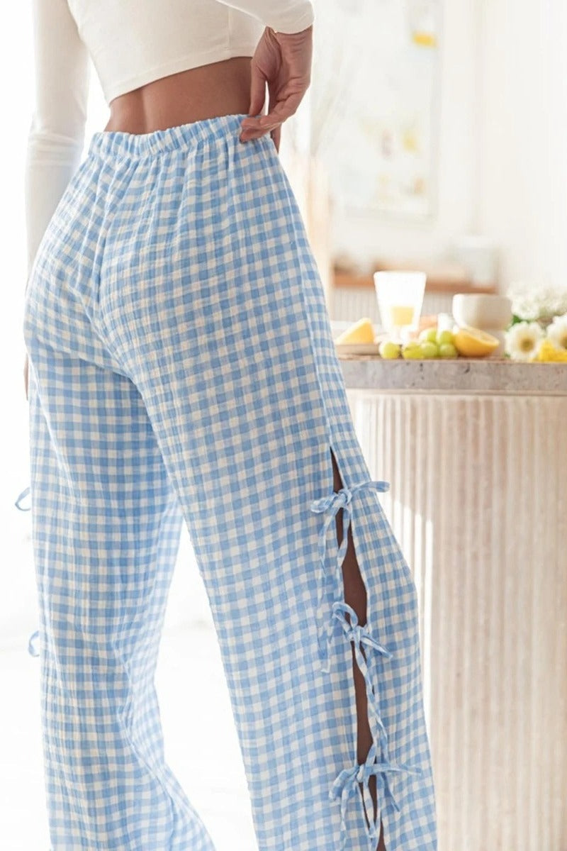 Checked Wide-Leg Y2K Pants
