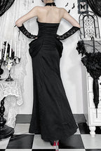Halterneck Mid-Rise Gothic Maxi Dress