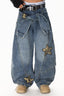 Leopard-Print Wide-Leg Relaxed-Fit Jeans with Panel Details