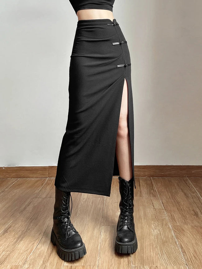 Split Casual All-Match Black Skirt Black / S Main image