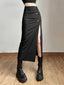 Split Casual All-Match Black Skirt Black / S