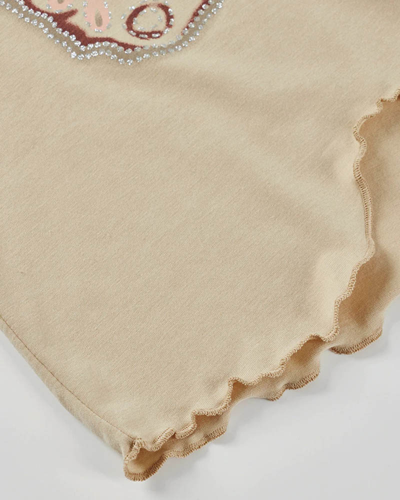 Cropped Retro T-Shirt with Butterfly Details