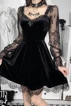 High-Rise Gothic Dress with a Round Neck