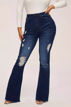High-Rise Distressed Jeans