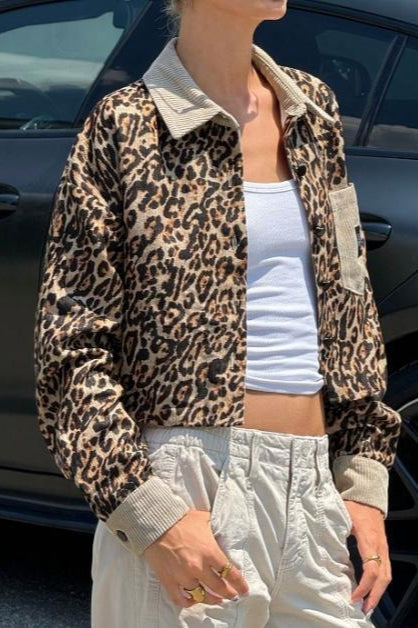 Leopard-Print Coat with Button Details Main image