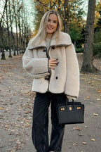 Oversized Long-Sleeve Coat with a Round Neck