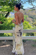 Floral Strappy Dress with an Open Back