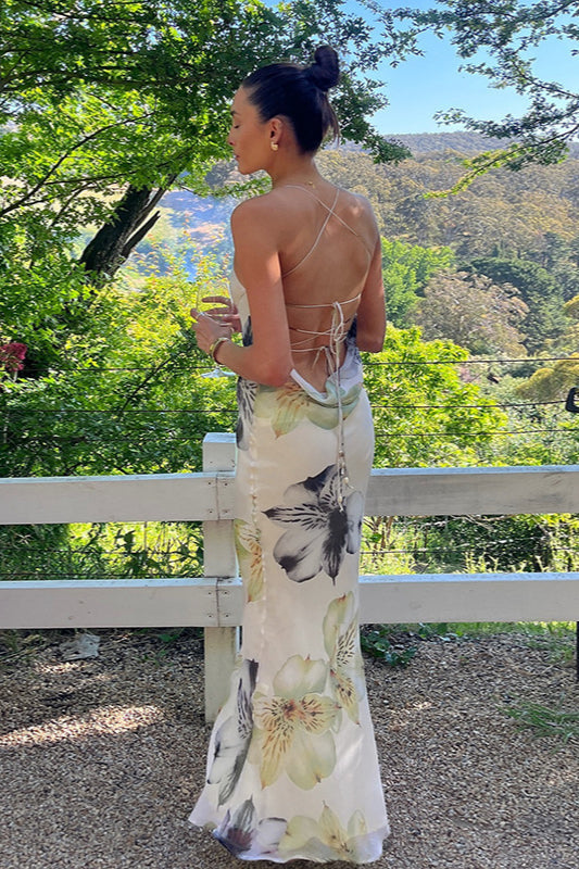 Floral Strappy Dress with an Open Back