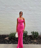 Bias-Cut Draped Asymmetric Dress