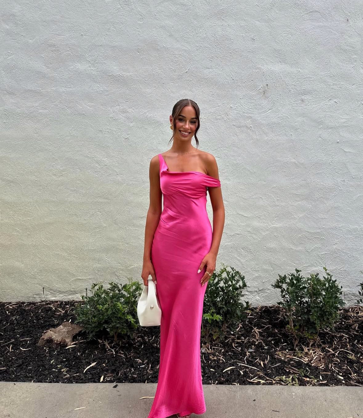 Bias-Cut Draped Asymmetric Dress