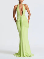 Halterneck Mermaid Dress with an Open Back