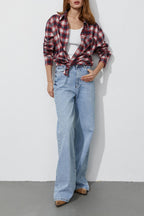 Checked Oversized Cotton Blouse