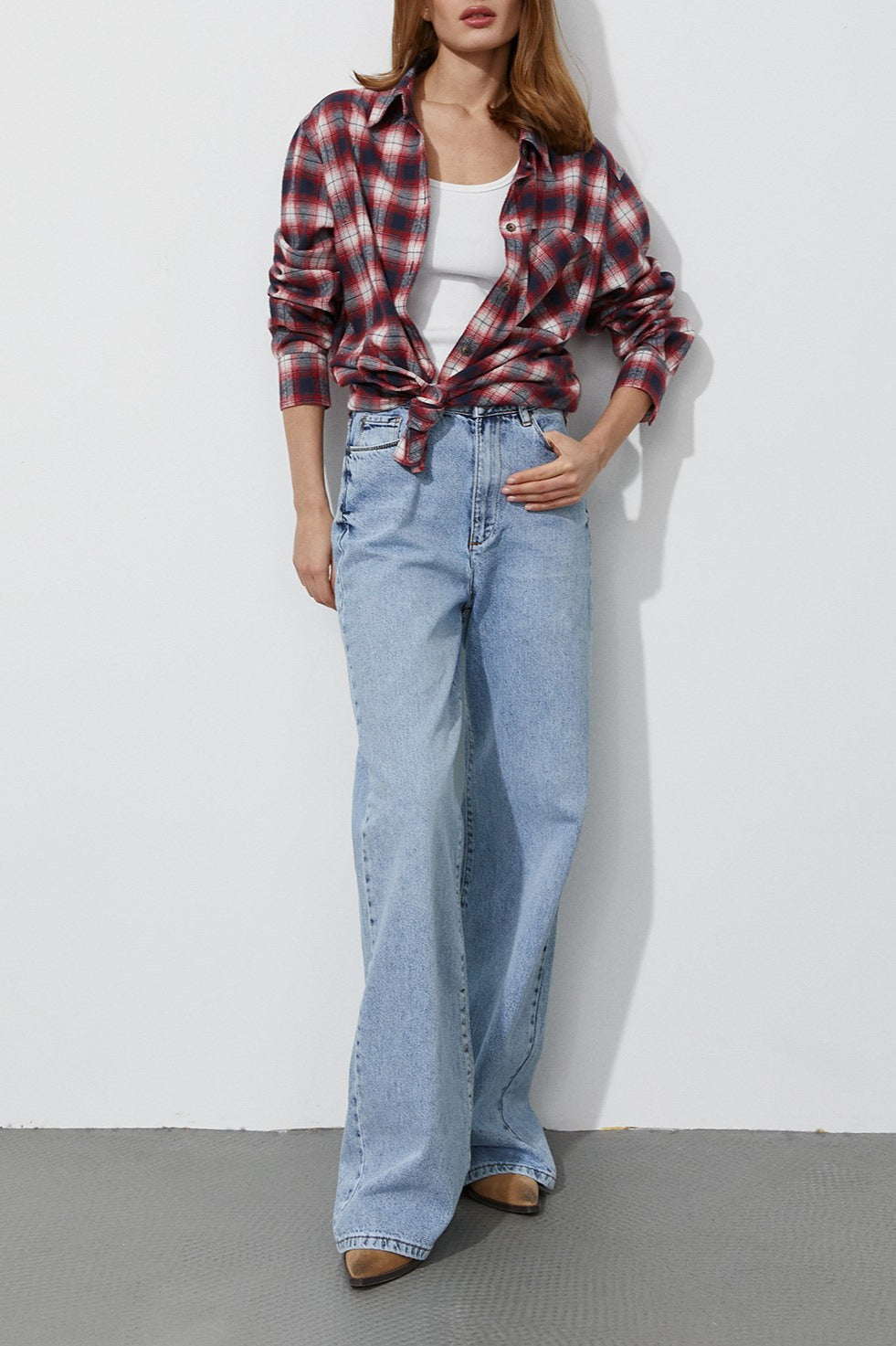 Checked Oversized Cotton Blouse