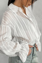 Jacquard Bell-Sleeve Blouse