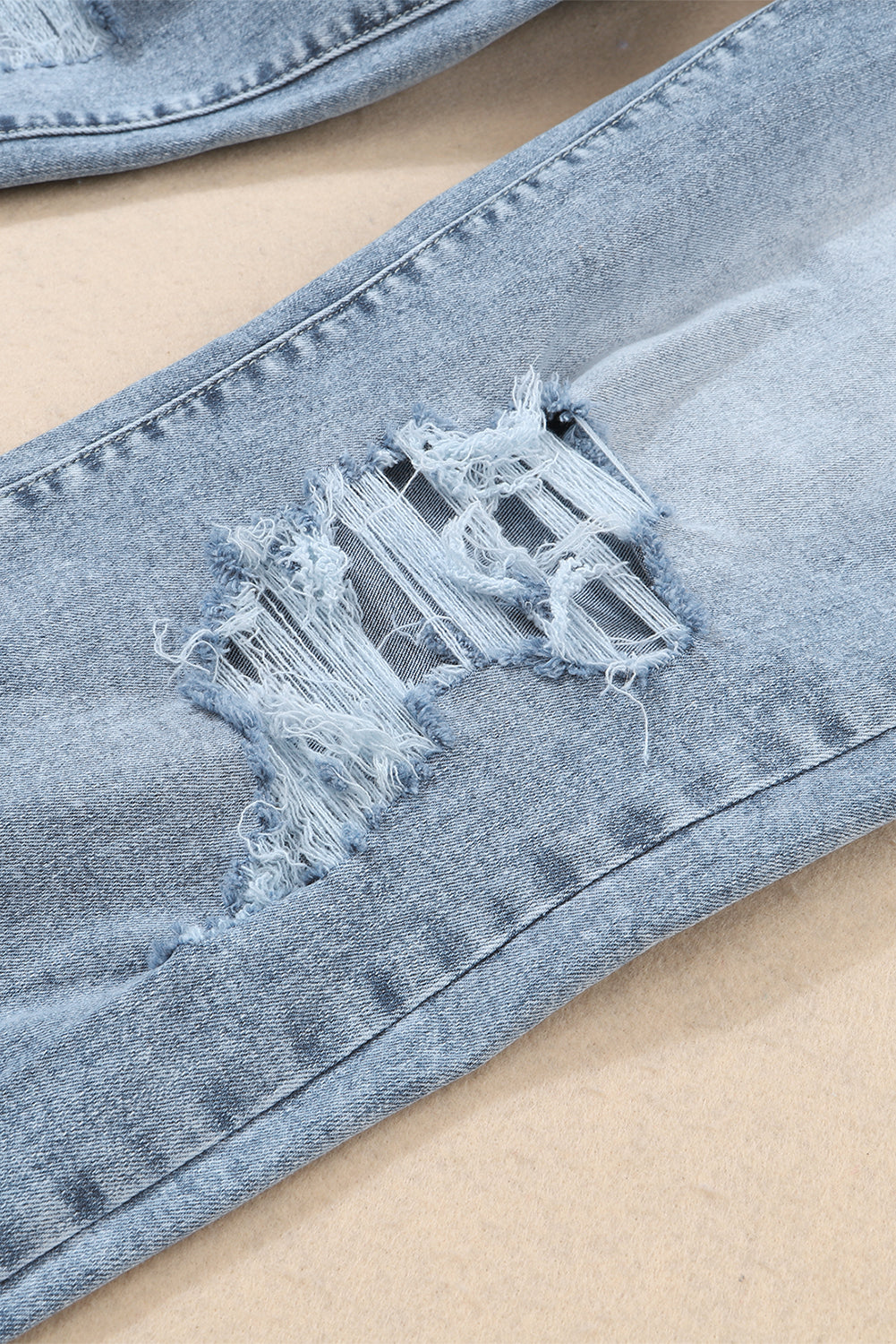 Blue High-Rise Fitted Light-Wash Jeans