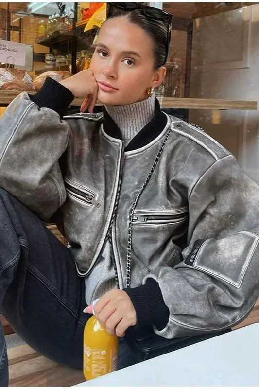 Relaxed-Fit Long-Sleeve Jacket with Zip Details