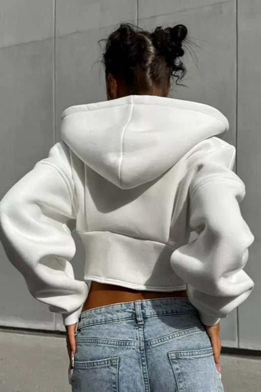 Hooded Hoodie with Zip Details