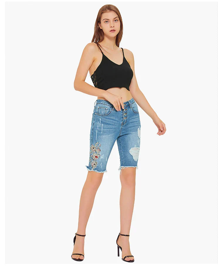 Fitted Jeans with Embroidery